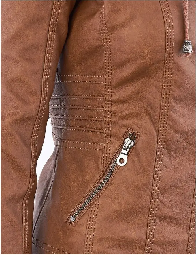 SHUJIN Женская куртка из искусственной кожи, осенняя мотоциклетная куртка размера плюс, женская кожаная куртка с капюшоном, Повседневная Уличная одежда, плащ-ветровка