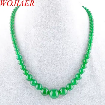 

WOJIAER Natural Stone Strand Necklace 2020 Spring Green Jades Round Beads Pendent Chokers Choker 17.5 Inches PF3000