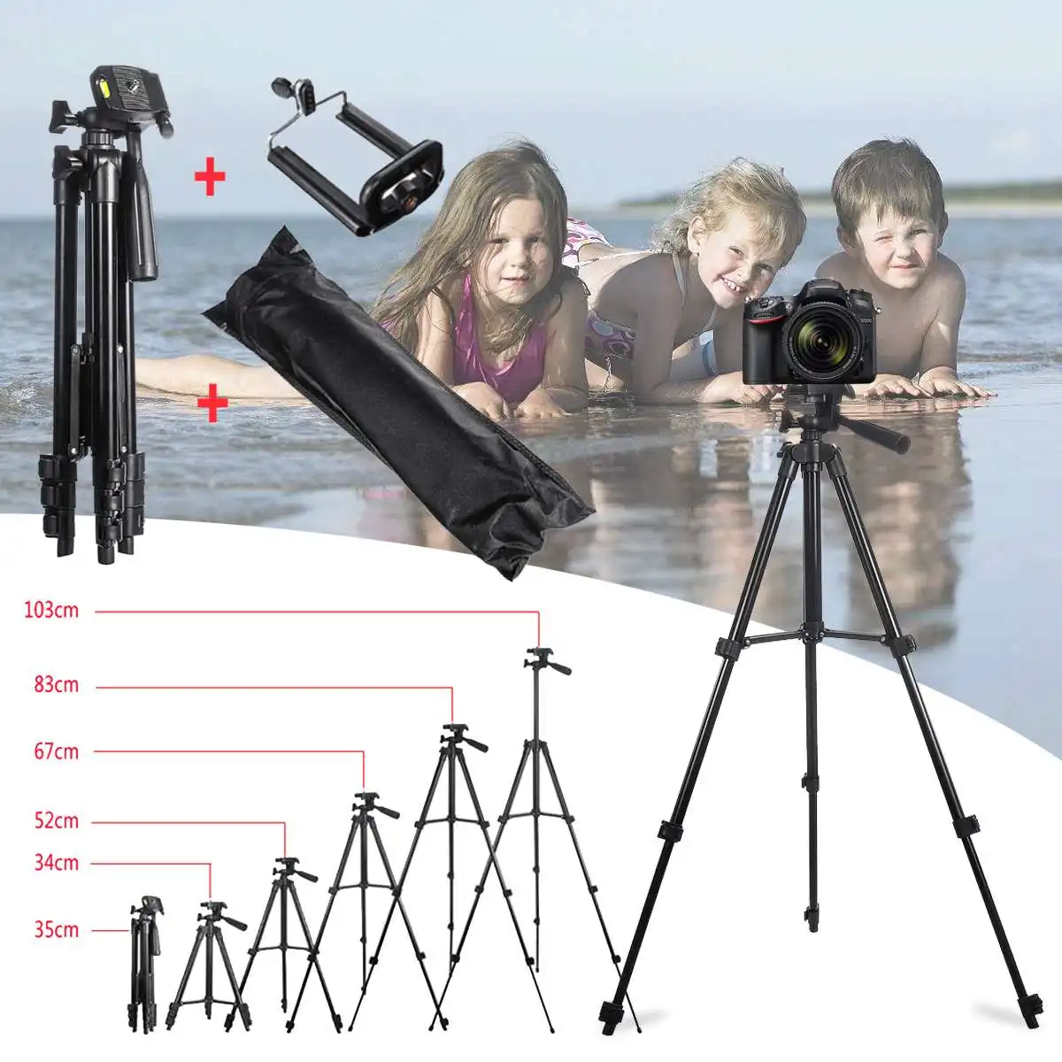  36-100 cm Extendable Mobile Smart Phone Digital Camera Tripod Stand Mount Holder Clip Set For Nikon