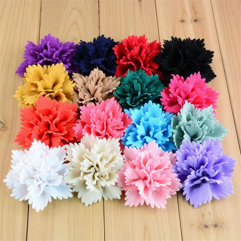 

120pcs/lot Wholesale 3.15'' Handmade Chiffon Fabric Flowers For Wedding Boutique Hair Accessories 16colors U Pick FH58