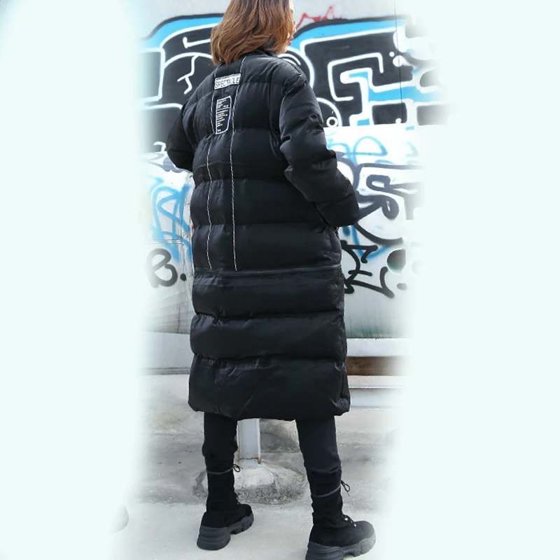rembourré Longues Commune Automne 2 Coton Manches Femmes Façons De Noir Montant À Nouveau Fendue Hiver Lâche Mode Manteau Porter Col ZdqwnzY