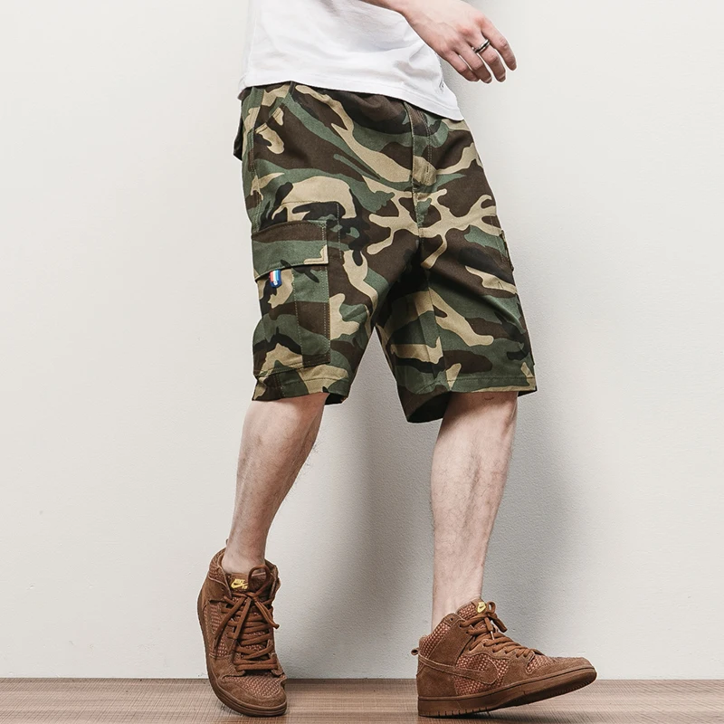 Мужские уличные хип хоп камуфляжные шаровары короткие брюки спортивные мужские в японском стиле Свободные повседневные Прямые карго шорты