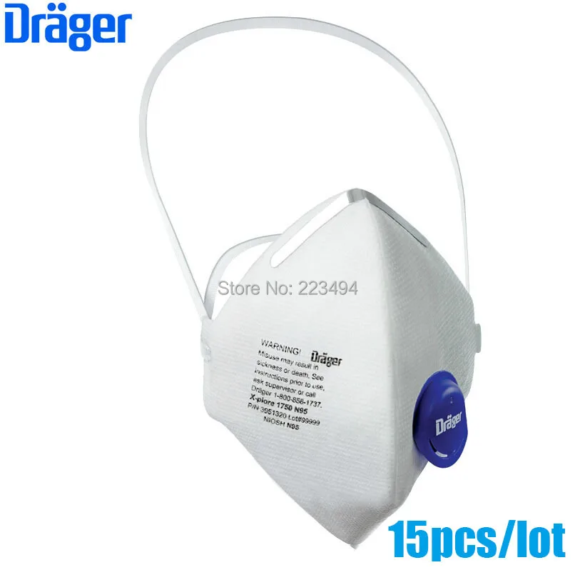 

15 Pcs/lot drager original disposable masks particulate respirator anti-fog/haze/PM2.5 mask headband 1750V ZSY012910