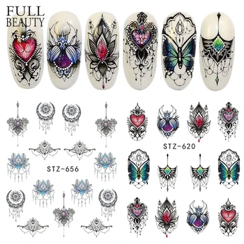 

Full Beauty 1pcs Gorgeous Necklace Black Red Blue Sticker Nail Art Tattoos Water Nails Designs for Nail Sticker CHSTZ620-657