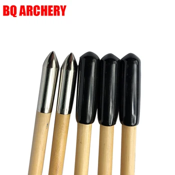 

6pcs 24pcs Archery ID8mm Wood Bamboo Arrows Broadhead Protective Case Archery Hunting shooting arrowhead