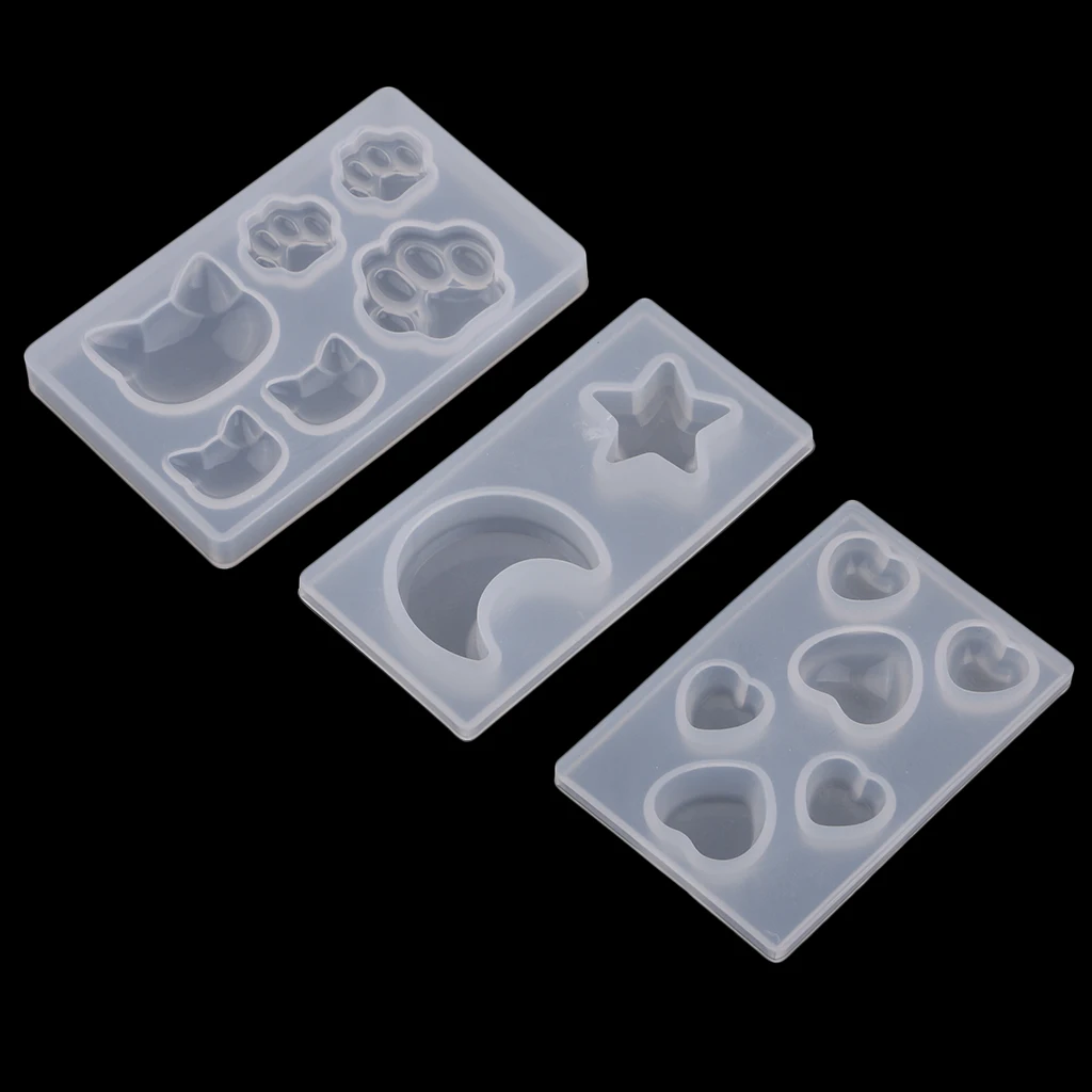 DIY Assorted Shapes Cat,Bear Paw,Moon,Star Style Sugar Craft Silicone Moulds Cake Decor Baking Accessory Chocolate Soap Molds 3D