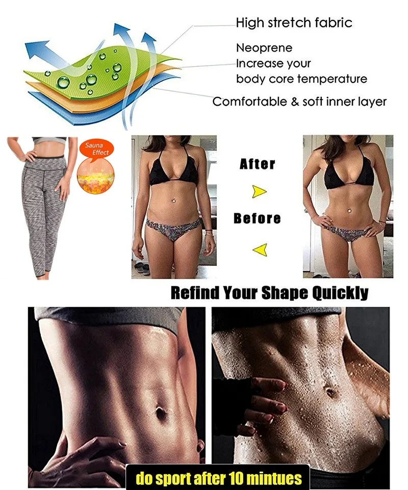 Skup NINGMI najnowsze spodnie kobiety utrzymać ocieplenie potu Sauna neoprenu krótkie Legging kontrola majtki urządzenie do modelowania sylwetki gorset waist trainer odchudzanie Pant