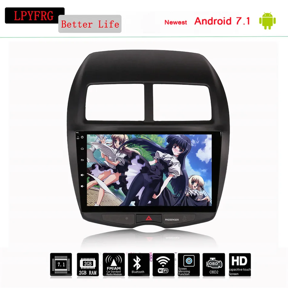 Excellent 10.2" Android 9.0 Octa Core Car GPS Player for Mitsubishi ASX 10-2017 DVD with 4G+64G Stereo Radio Audio Tape recorder 4G swc bt 2
