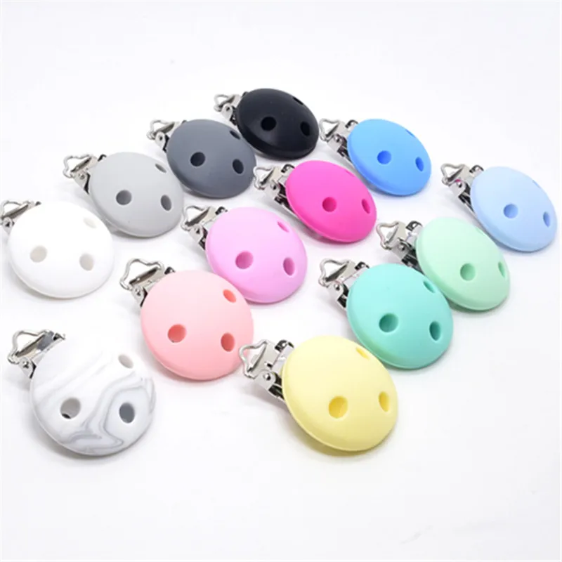 

10 PCS BPA Free DIY Silicone Round Baby Pacifier Dummy Teether Clips Soother Nursing Toy Accessory Round Holder Clips