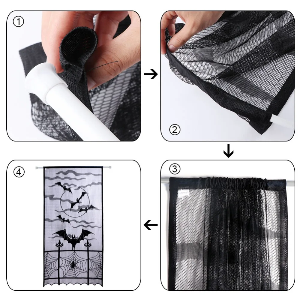 OurWarm Хэллоуин кружевные занавески панели летучая мышь паук веб-окна панели или двери панели украшения Хэллоуин вечерние домашний декор 40x84"