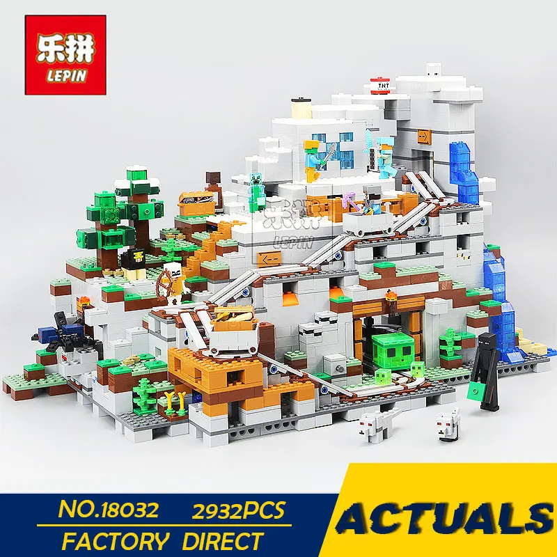 

LEPIN 18032 Model Building Kit Blocks Bricks Miniecraft 2932pcs The Mountain Cave My worlds Compatible with 21137