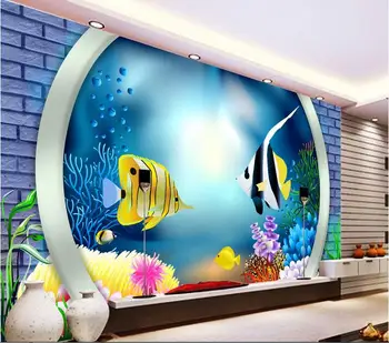 

Custom photo 3d wallpaper Non-woven mural picture wall sticker 3 d bottom of the sea fish painting 3d room murals wallpaper