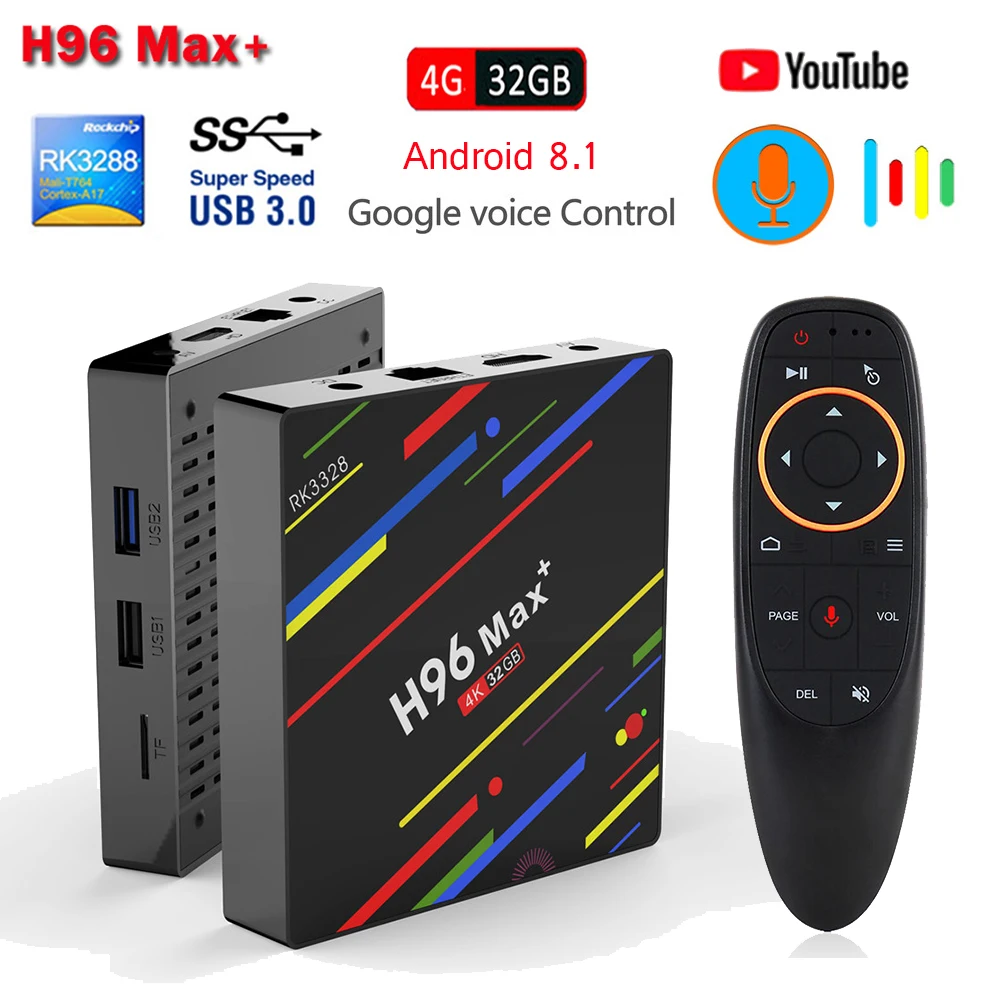 Горячая Android 8 1 RK3328 H96 MAX Plus 4 ГБ 32 Smart tv Box K телеприставка 5G wifi USB 3 0 высокоскоростной