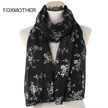 FOXMOTHER New Fashion Army Green Pink Black Foil Sliver Floral Hijab Scarf Muslim Sjaal Foulard Female Women Scarves Wrap