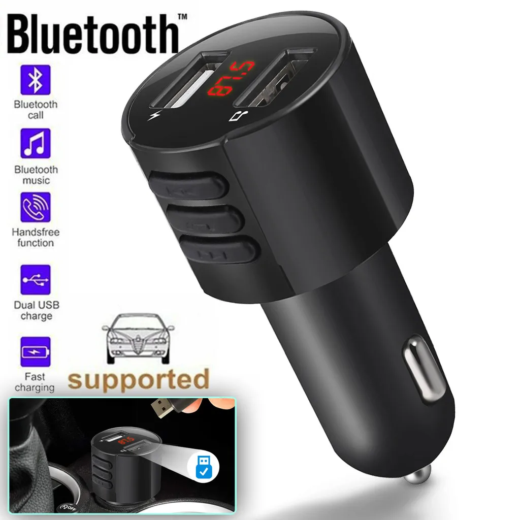 Fm-передатчик Aux модулятор Bluetooth Handsfree автомобильный комплект автомобильный аудио mp3-плеер с 3.4A Быстрая зарядка двойной USB Автомобильное зарядное устройство