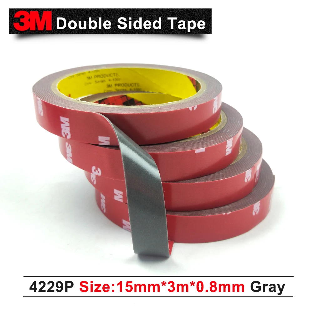 

3M Acrylic Foam Tape 4229P, Dark Gray, thickness 0.8mm, Red Printed Liner,Size 15MM x 3M,1pcs/Lot