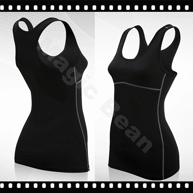 

Dry Quick gym t shirt compression tights women's sport t shirts running non- leeve t-shirts fitness women clothes