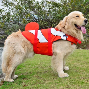

Dogs Life Jacket Safety Clothes Pet Life Vest Surfing Swimming Clothes Summer Vacation Oxford Breathable Shark Shape Swimwear