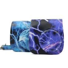 Lightning PU Leather Camera Strap Bag Case Cover Pouch Protector For Polaroid Photo For Fujifilm Mini 8/8+/9