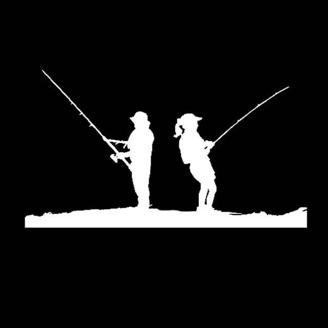 YJZT 15cm*8.4cm Man Women FISHING Scene Funny Vinyl High-quality