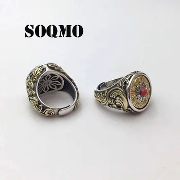 

SOQMO Ethnic Rotatable Couple Ring 100% Real 925 sterling silver Jewelry Tai Chi Zodiac Signs Ring Men Women Jewelry SQM246