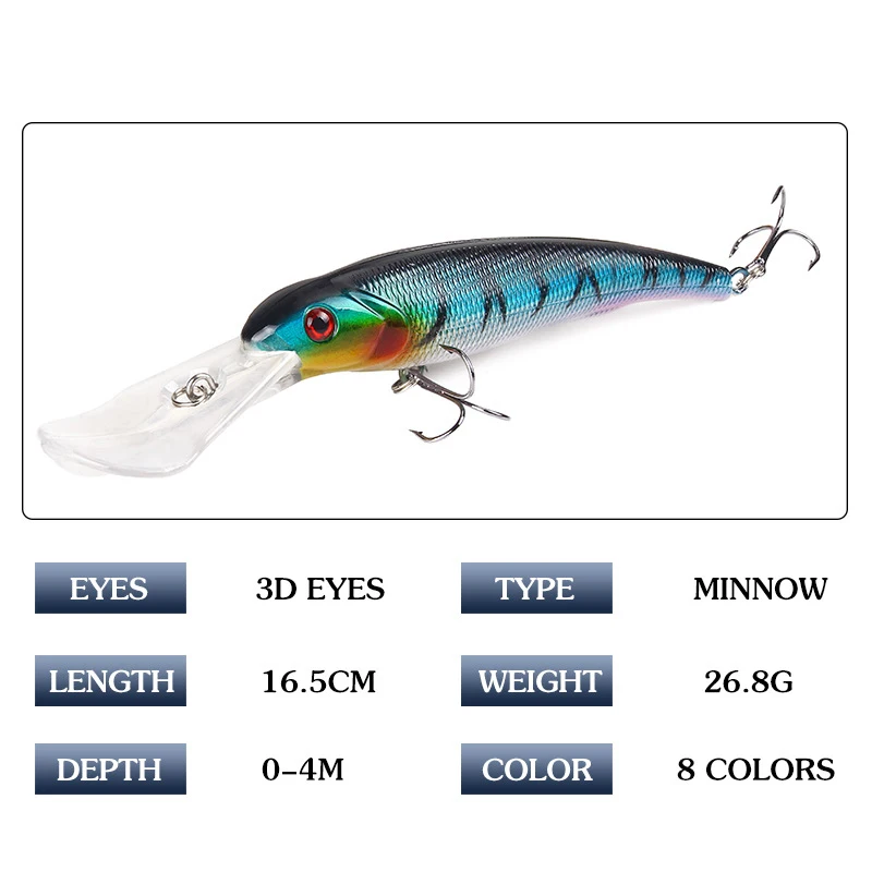 Рыболовная Приманка Minnow, 1 шт., 16,5 см, 26,8 г, Тонущая Джеркбейт, воблеры Minnow, пластиковая жесткая Приманка Minnow, искусственная приманка, глубина 0-4 м