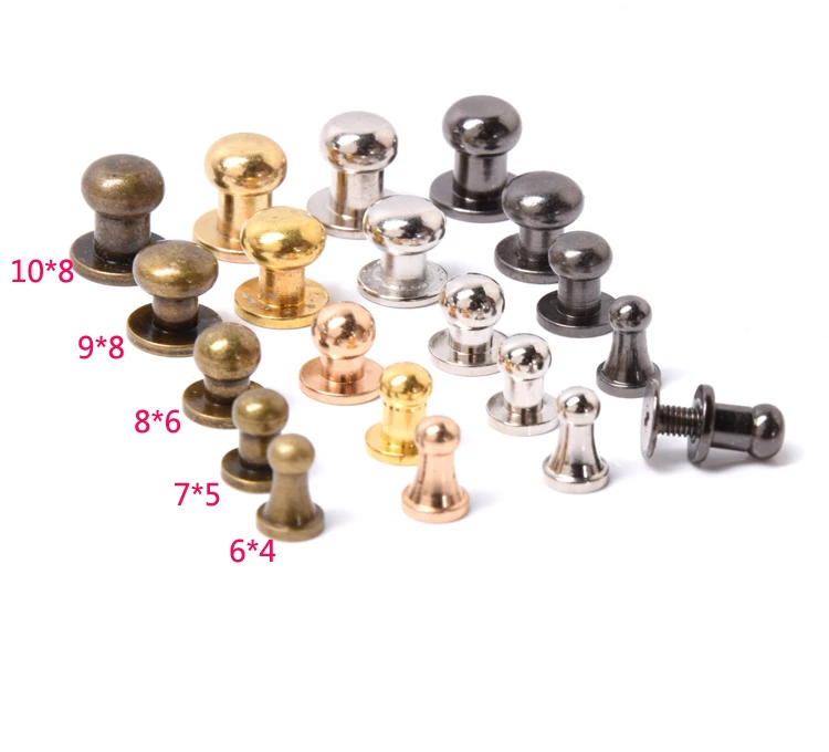 

solid brass DIY leather craft round head rivet clothing bag wallet studs and spikes silver bronze golden color