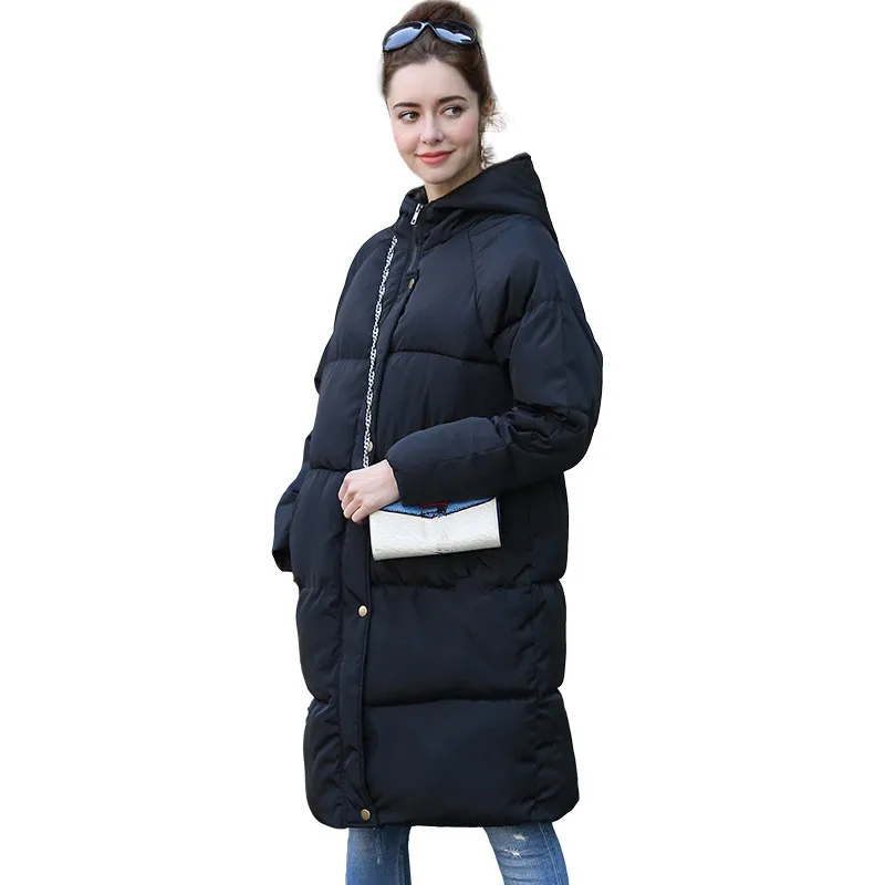 

2019 autumn winter Women jackes ladies Fashion hoodie long Down jacket Cotton thick Parkas Female Long warm clothing coat