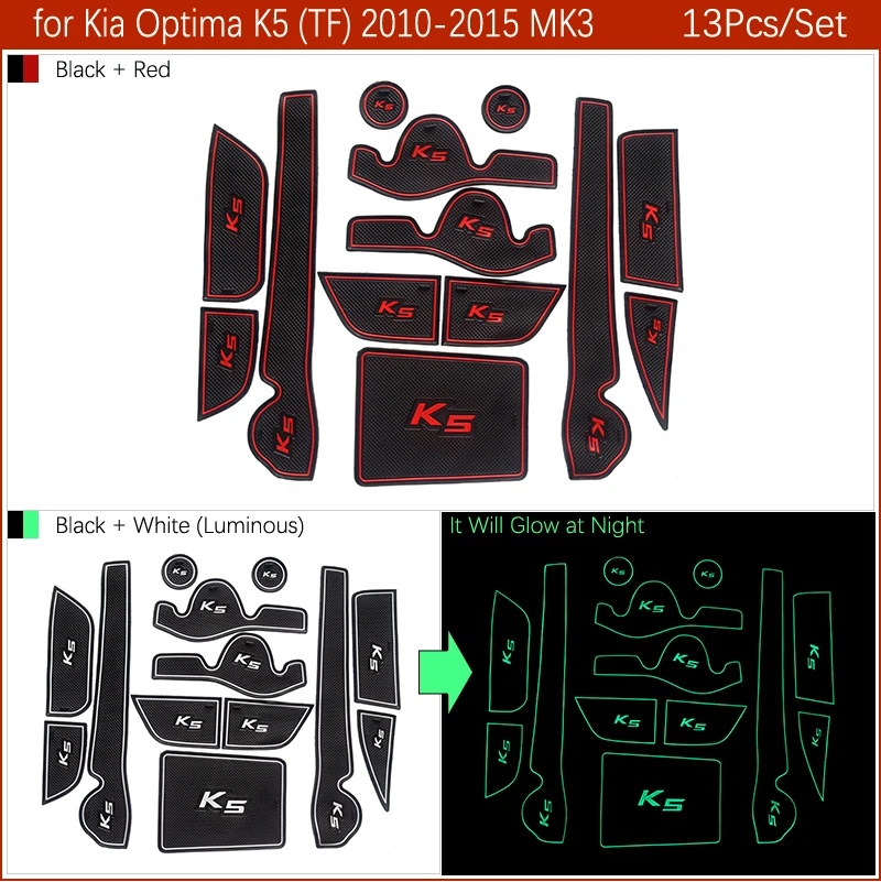 Анти-скольжения ворота Слот коврик резиновая подставка для KIA Оптима 2010 2011 2012 2013 KIA K5 TF MK3 аксессуары, автомобильные наклейки, 13 шт