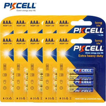 

40pcs PKCELL 1.5V Battery AAA R03P Carbon Zinc Single Use Battery UM-4 3A Dry Battery for Infrared Forehead Body