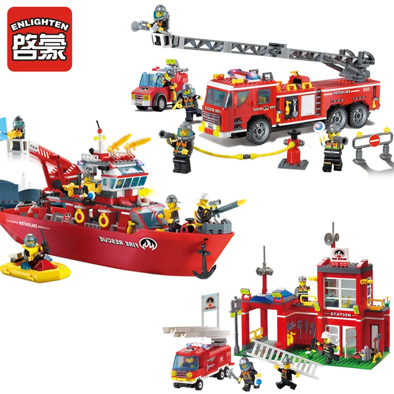 

2017 Enlighten Multifunction Fire Boat Bricks Toy 909 DIY Assemble Model Building Block Toys For Children 908 909 910