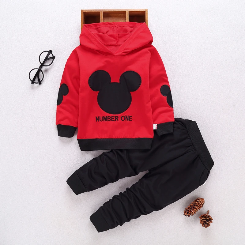 

Baby Boys Mickey Clothing Set Autumn Cotton Clothing Sets For Boys Hooded Coat+Pants 2pcs Kids Sport Suit Children Clothing