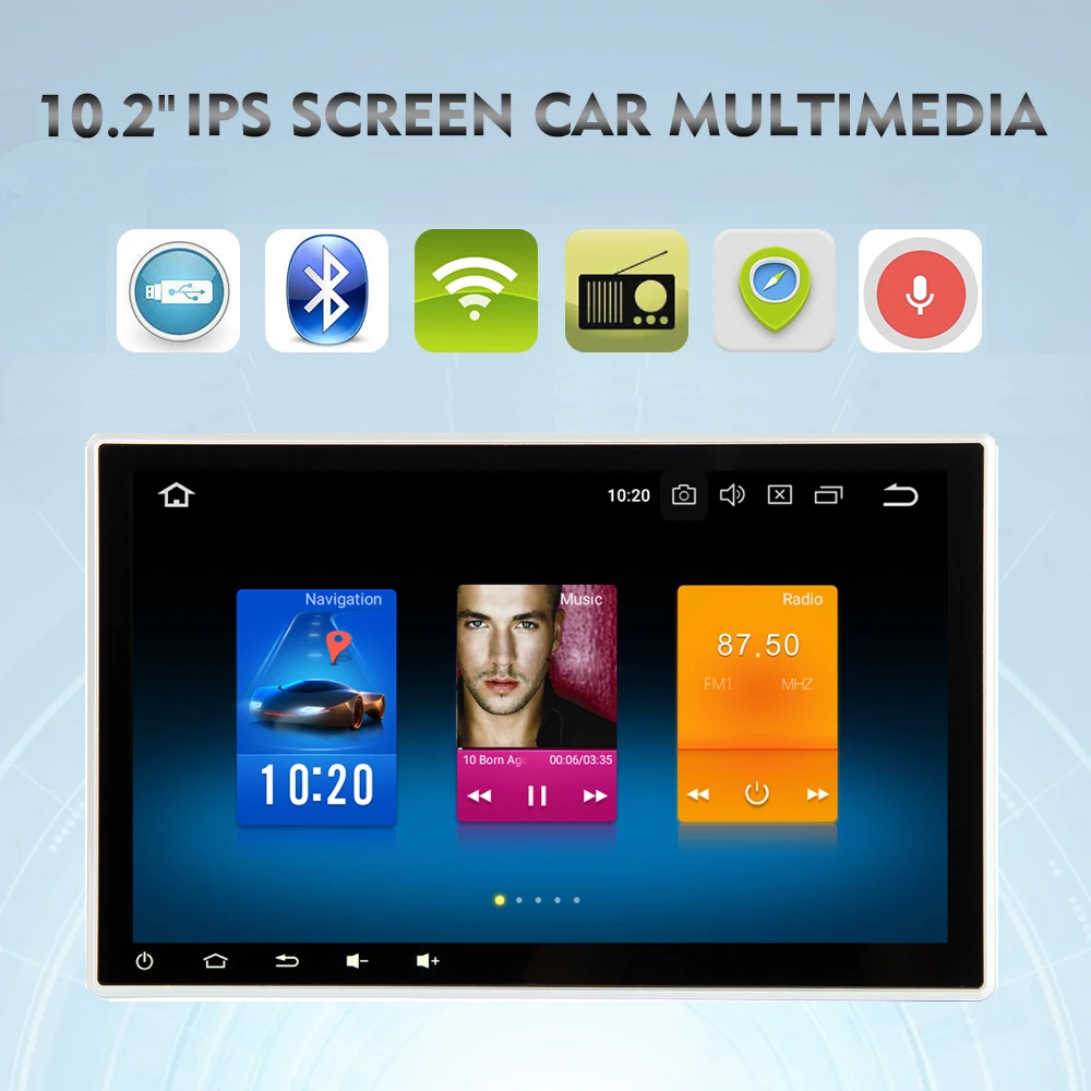 Clearance Android 9.0 Car Radio GPS 2 Din Universal with 10.2" IPS Screen Multimedia PX5 8-Core 4GB RAM 32GB RAM WIFI BT RDS Map USB AUX 0