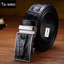 Nova moda cinto de negócios cintos masculinos luxo couro genuíno crocodilo listrado cinto masculino designer cintos de alta qualidade