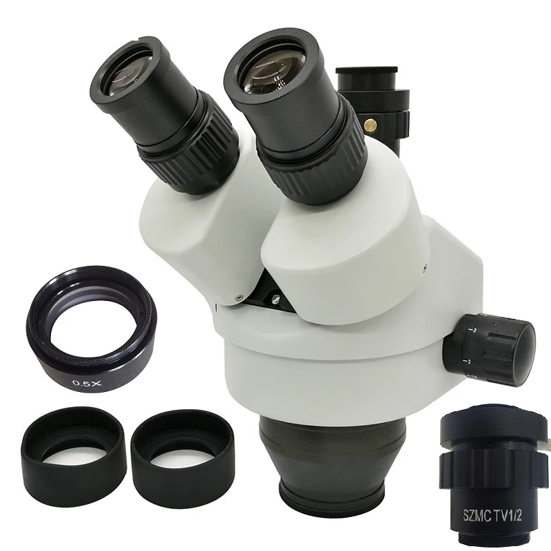

3.5X-45X Professional Trinocular Zoom Stereo Microscope Head WF10X SZM 0.5X WD 165 mm Microscope Accessories with 0.5X C-mount