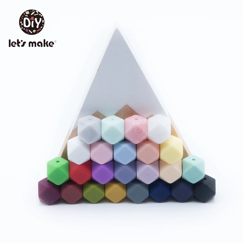 

Letâ€™ s Make 20pcs 14mm Silicone Beads Food Grade Hexagon Beads Diy Necklace Bracelet Baby Teething Toys For Teeth Baby Teethers