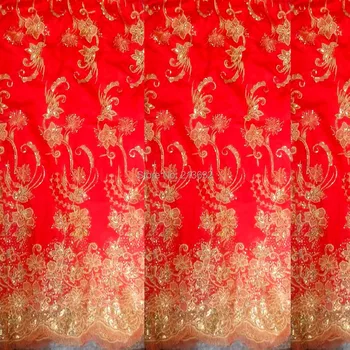 

New Wedding Rim Red textile fabric embroidered fabric sequins embroidery cloth clothing textile fabrics lace fabric sewing cloth
