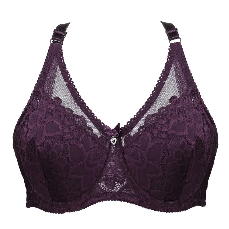 

Sexy Plus Size Lace Bras Women Comfy Deep V Lingerie Female Brassiere Sexy Ultrathin Underwear 100C Big Size Bra Bralette New