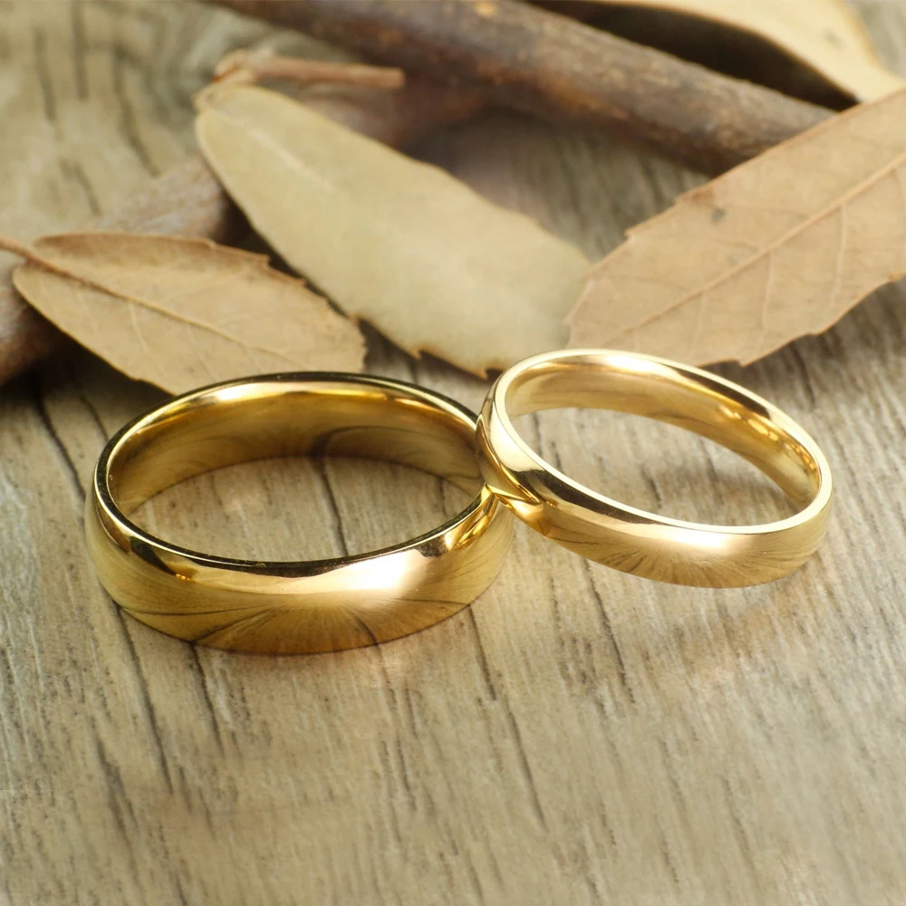 Classic Gold Color Tungsten Carbide Wedding Rings for
