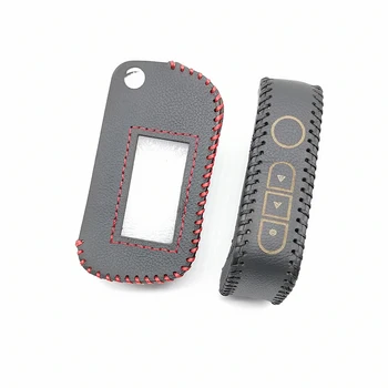 

New styles leather cover Russian A93 version car alarm system for Starline Folding A93 A63 A39 case cover lcd two way remote