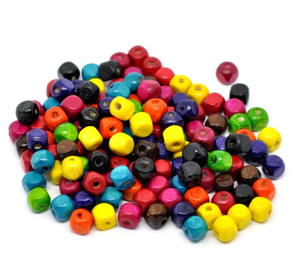 

Free Shipping 300pcs Random Mixed Square Cube Wood Spacer Beads 8x8mm