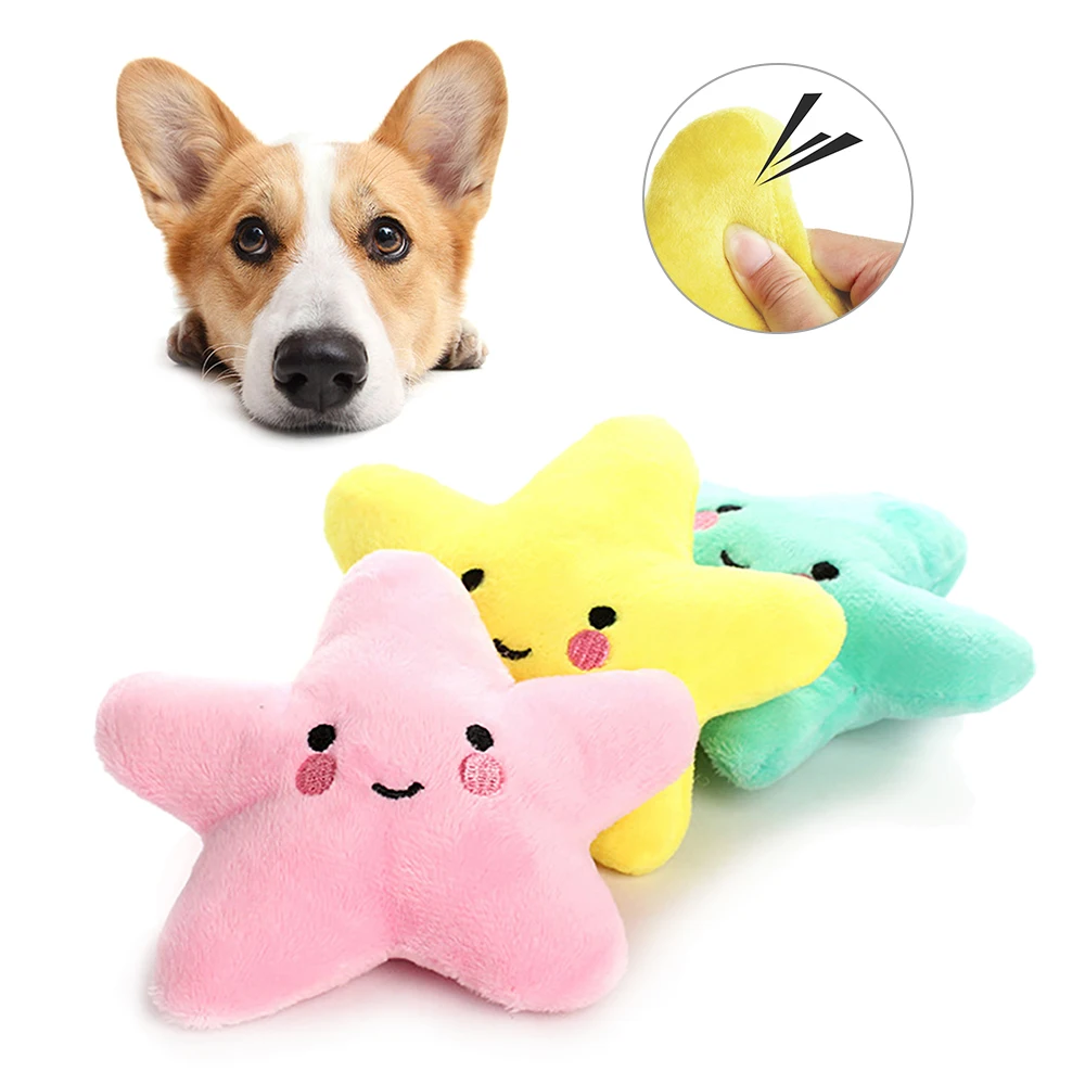 

1PC Toys Cute Stars Toy Pets Squean Toy Soft Fleece Shrilling Decompression Tool Pet Squeeze Sound Cats Toys