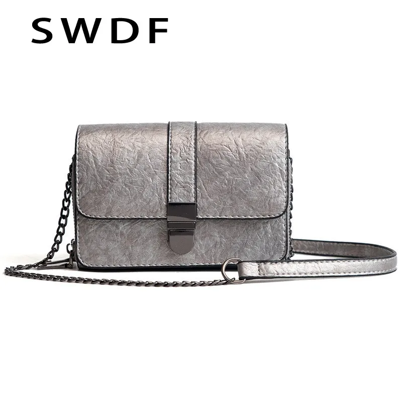 

SWDF Women Leather Shoulder Bags Famous Brand Chain Diagonal Package Designer Bags Woman Messenger Bags Ladies Small Square Bags