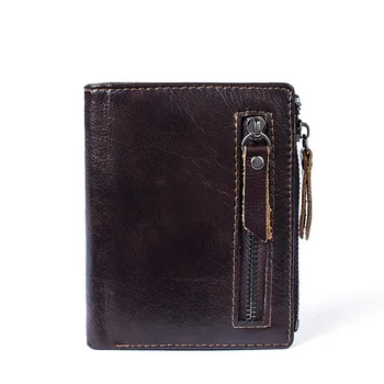 

by dhl or ems 100pcs Men Wallets Purse Genuine Leather Wallet with Coin Pocket Zipper Short Credit Card Holder Wallets