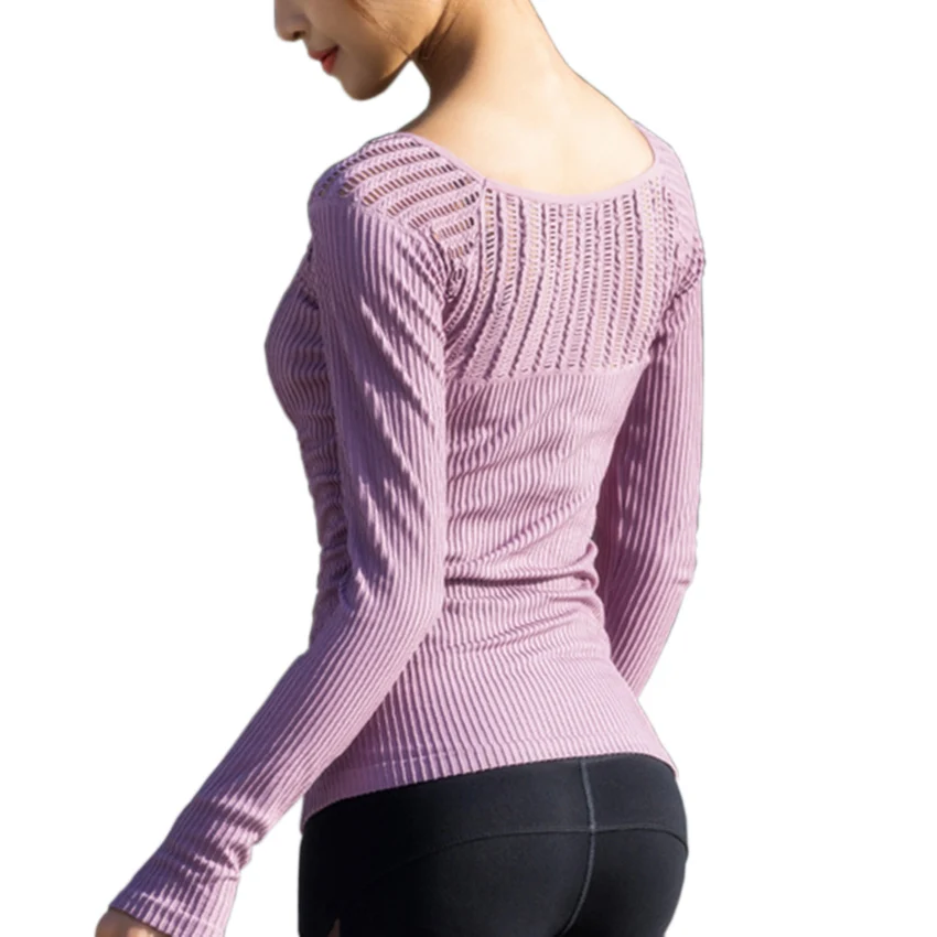 

women long sleeve yoga top sexy hollow out training top wanderer workout gym Sport clothes solid thumb hole GYM Fitness yoga Top