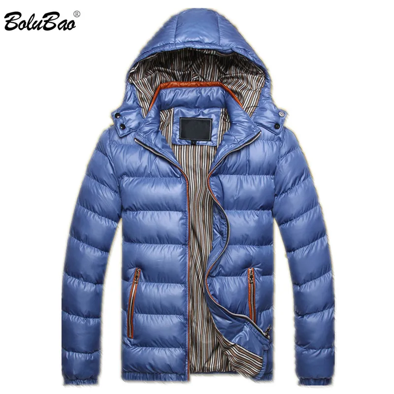 BOLUBAO New Winter Men Parka Coat Fashion Thermal Cotton Male Solid Color Jackets Mens Casual Hooded Warm Parkas