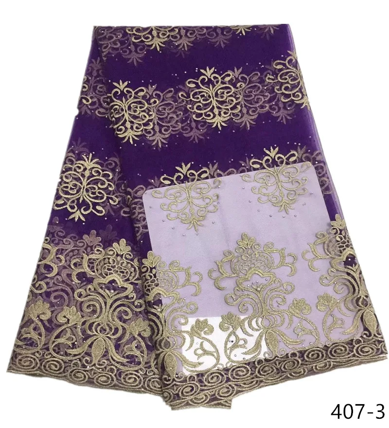 

2019 African embroidered net French lace fabric With stone Ladie Nigeria Embroidery transparent mesh guipure lace fabric 407