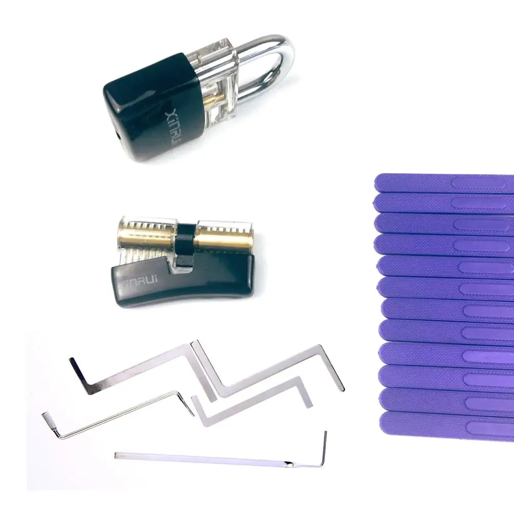 

17pcs Blue Hand Tools Broken Key Extractor Tools with 2pcs Transparent Lock,Locksmith Supply Picking Practice Tool for Men Gift