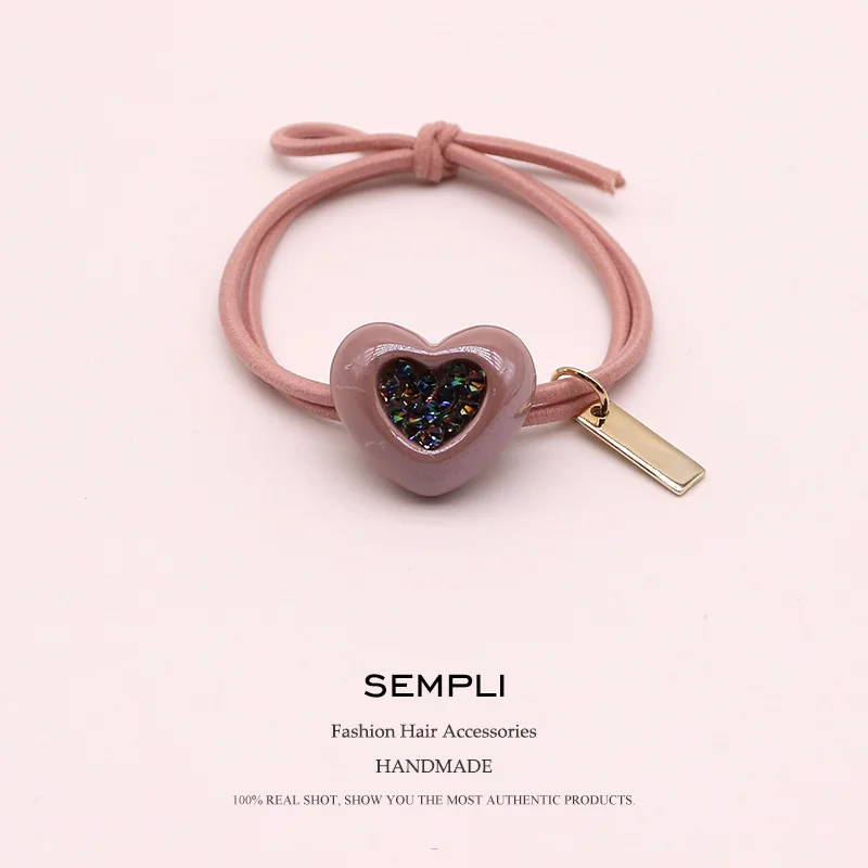 

Sempli Double High Elastic Hair Bands Macaron Glitter Love Heart for Woman Girls Hair Band Hair headband Accessories Headband
