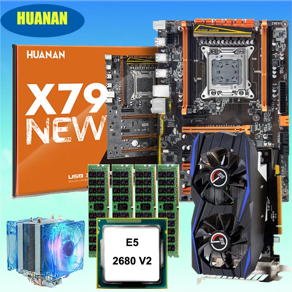 Игровая материнская плата HUANANZHI deluxe X79 со скидкой, комплект с ЦП Xeon E5 2680 V2 с кулером ОЗУ 64 ГБ (4*16 ГБ), видеокарта GTX960 2G Игровая материнская плата HUANANZHI deluxe X79 со скидкой, комплект с ЦП Xeon E5 2680 V2 с кулером ОЗУ 64 ГБ (4*16 ГБ), видеокарта GTX960 2G